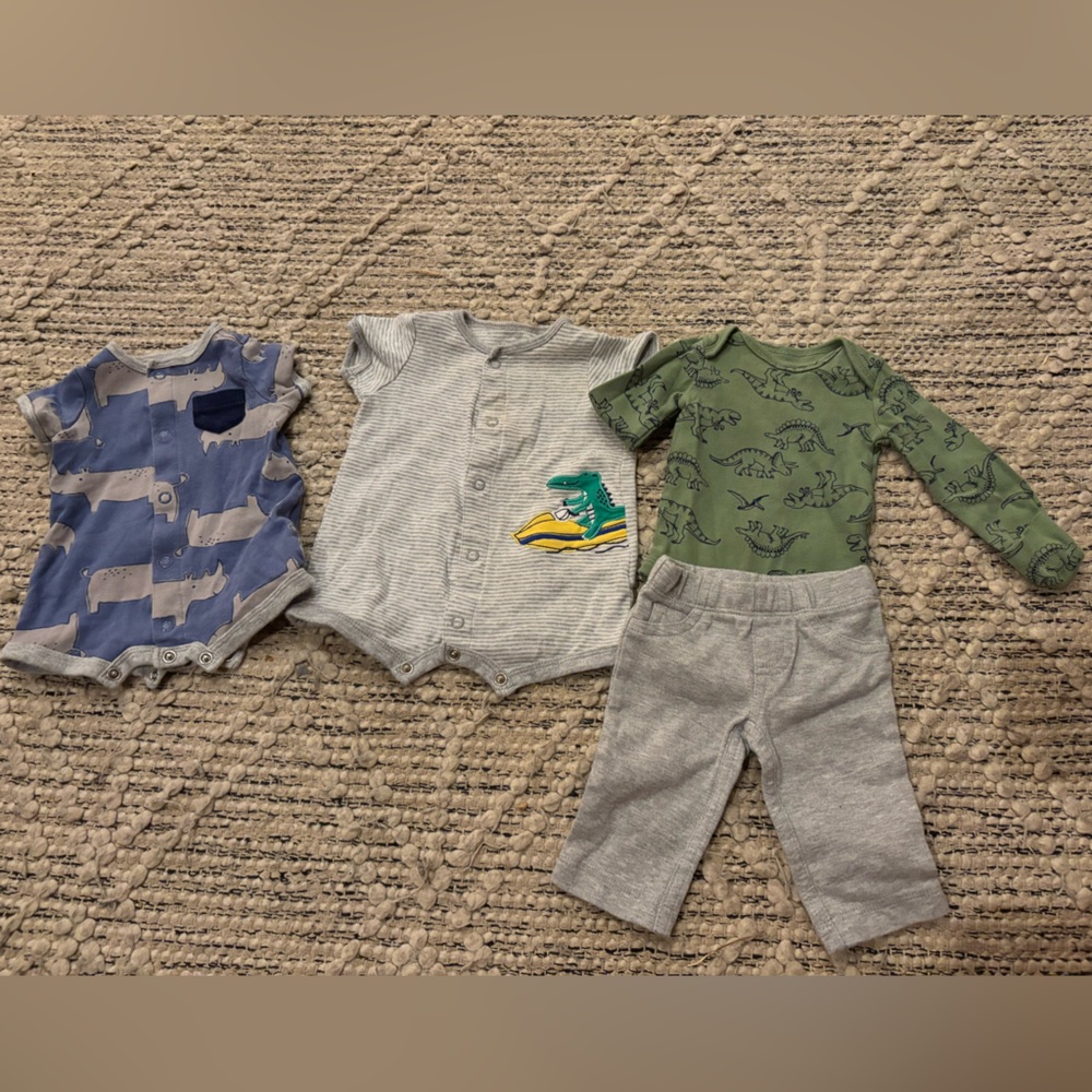 Carter's Blue, Gray, and Green Kids One Pieces Set